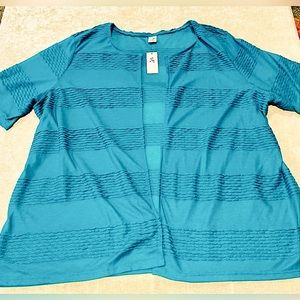 NWT! Short sleeved lightweight teal cardigan, women size 2X
